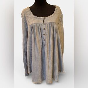 We The Free Light Blue Button-Front Flowy Top